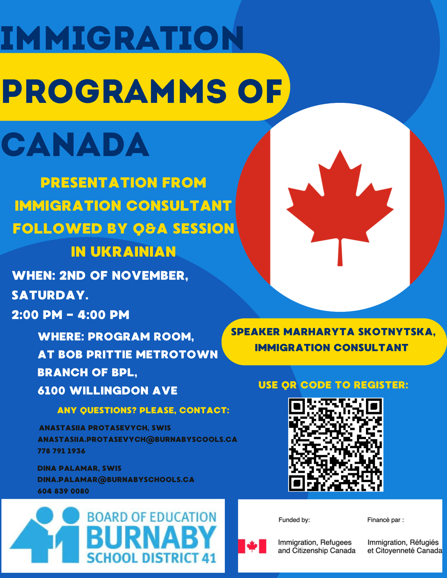 Immigration Program of Canada for UKR @ Bob Prittie Metrotown