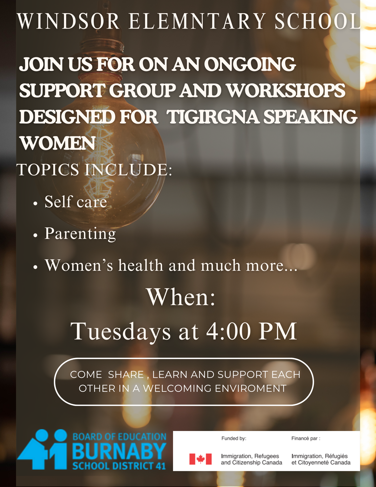 Tigrinya Women's Support Group @ Windsor @ Windsor Elementary