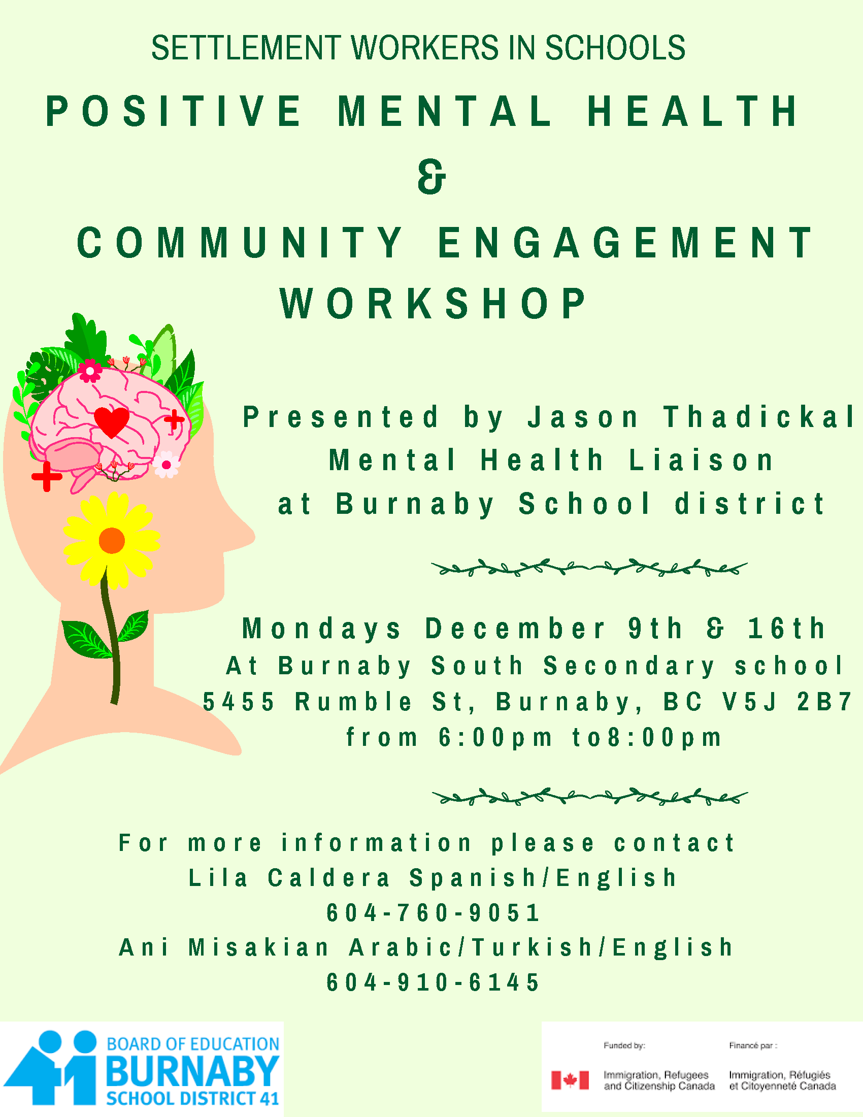 Positive Mental Health & Community Engagement Workshop @ Burnaby South Seondary