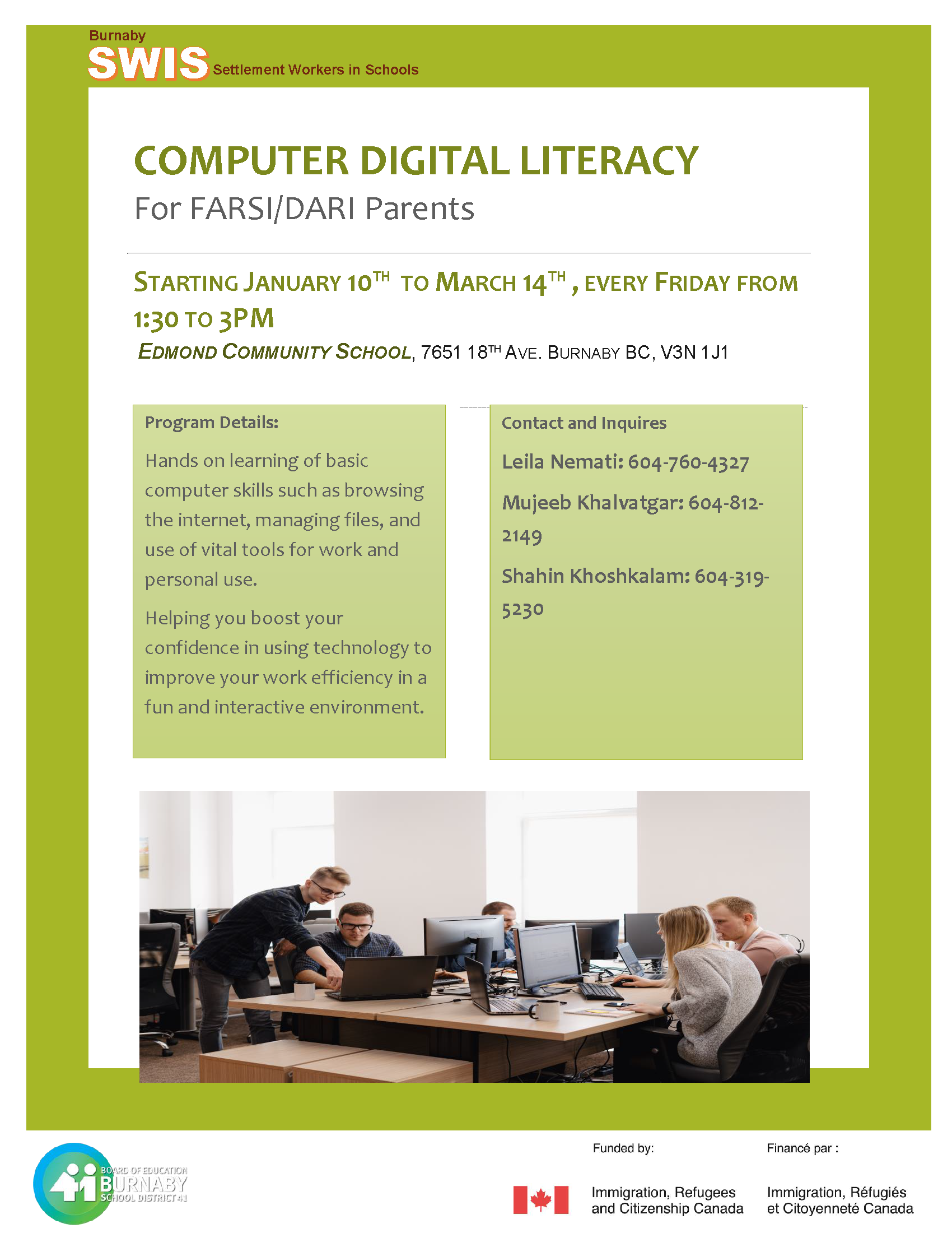 Computer Digital Literacy for Farsi/Dari speaking parents @ Edmonds Community School