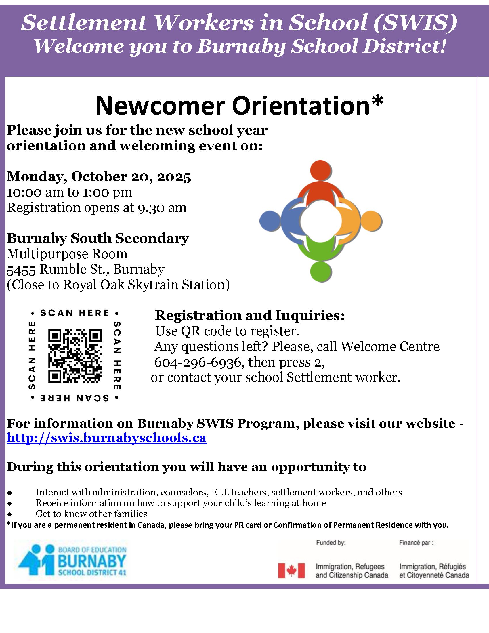 Newcomer Orientation Workshop @South @ Burnaby South Seondary