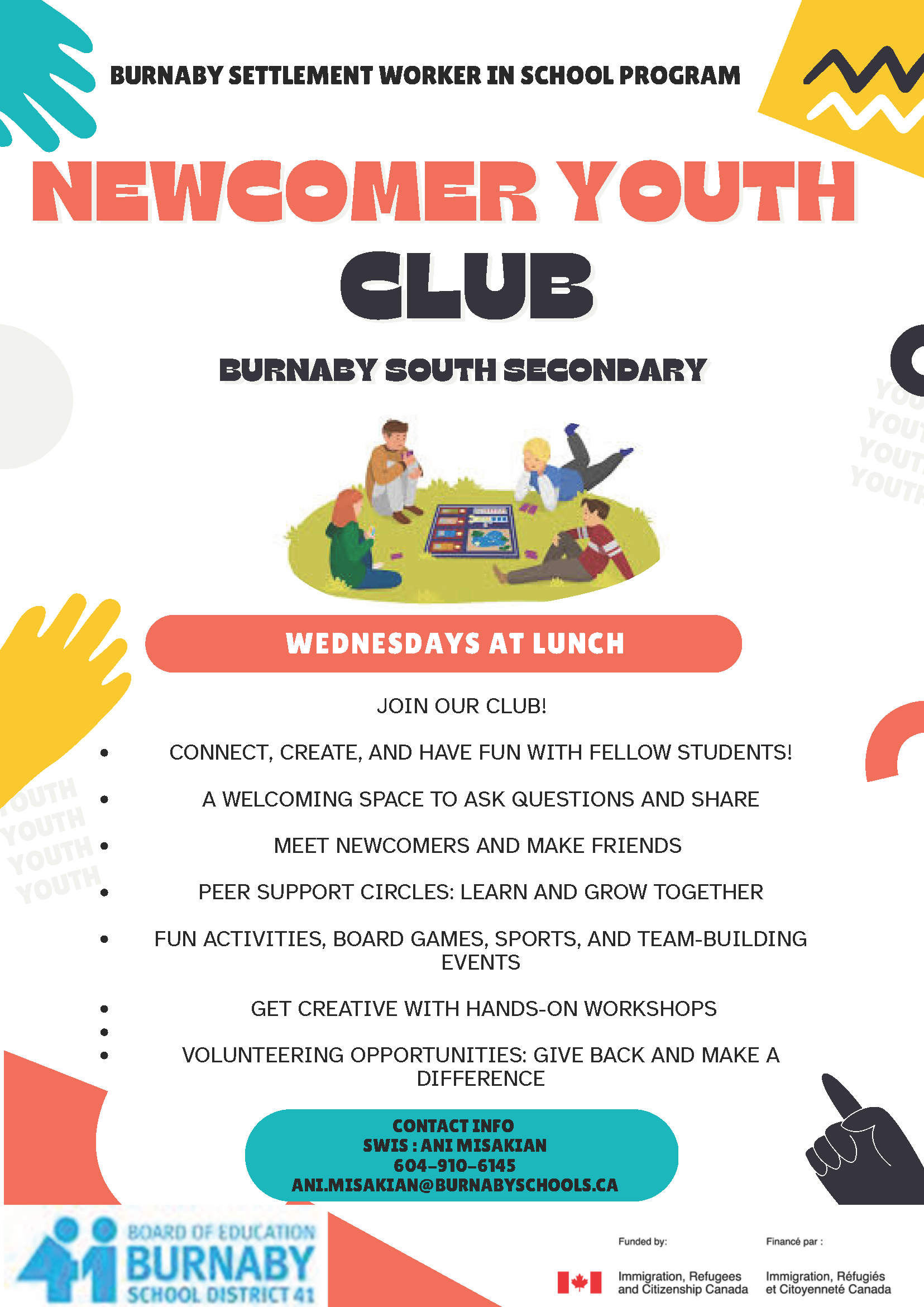 Newcomer Youth Club @B. South @ Burnaby South Seondary