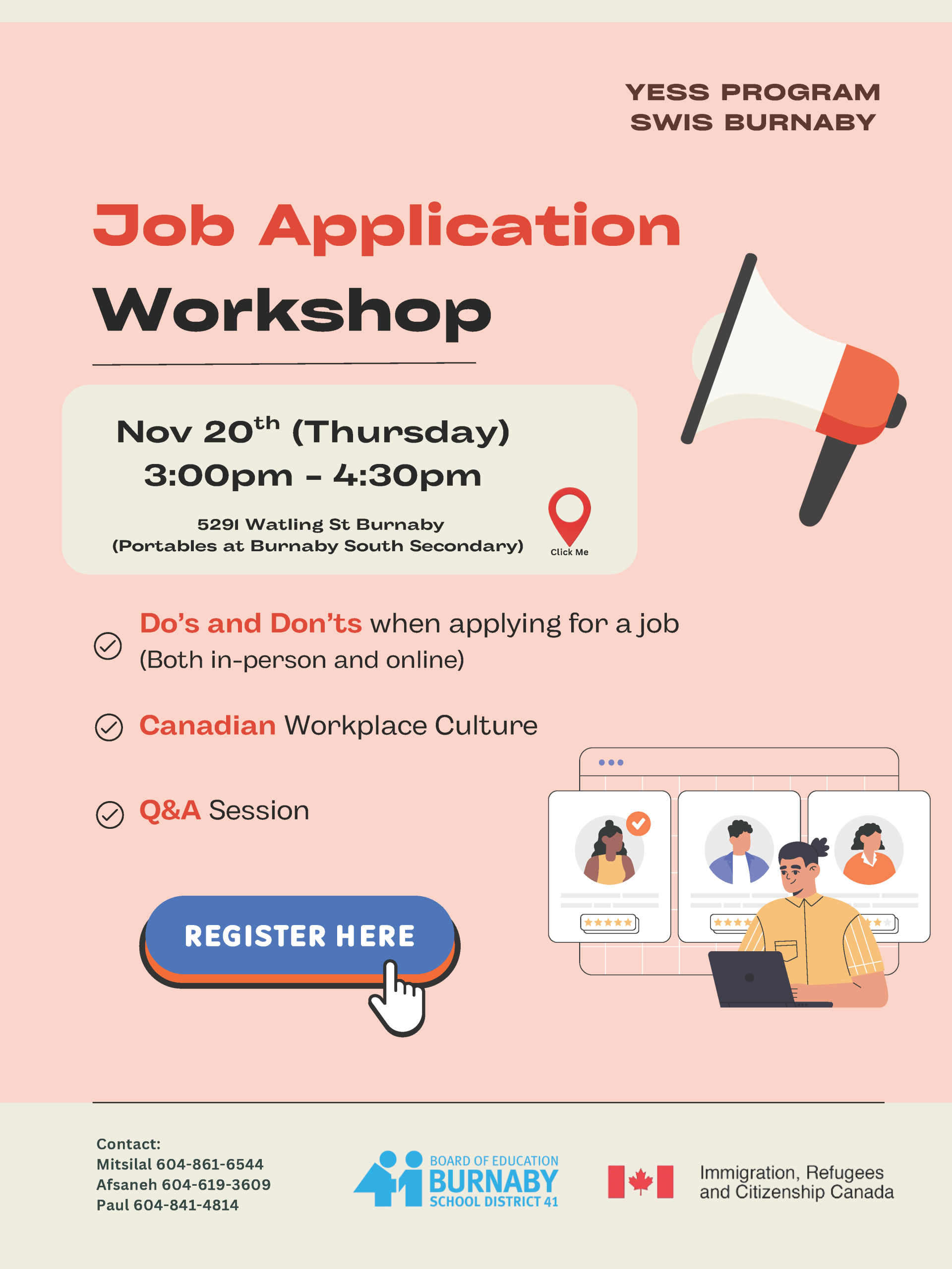 [YESS] Job Application Workshop @B. South @ Burnaby South Secondary (Portable)