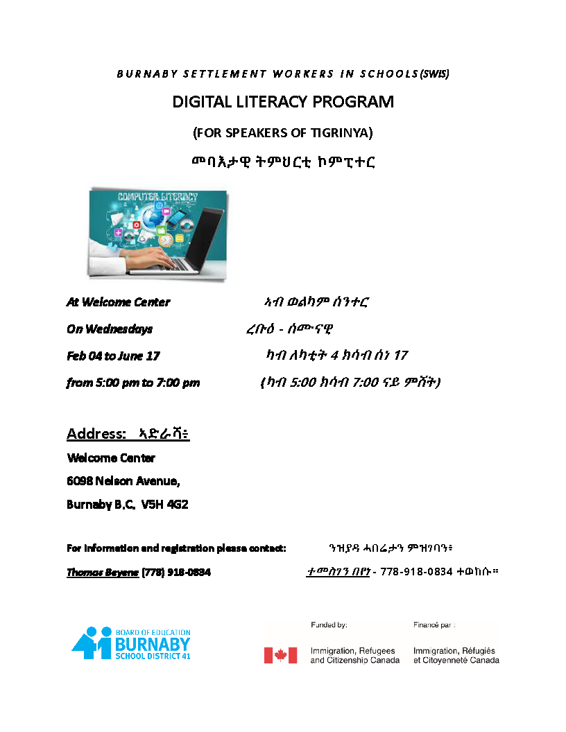 Digital Literacy for Tigrinya speaking @ Welcome Centre