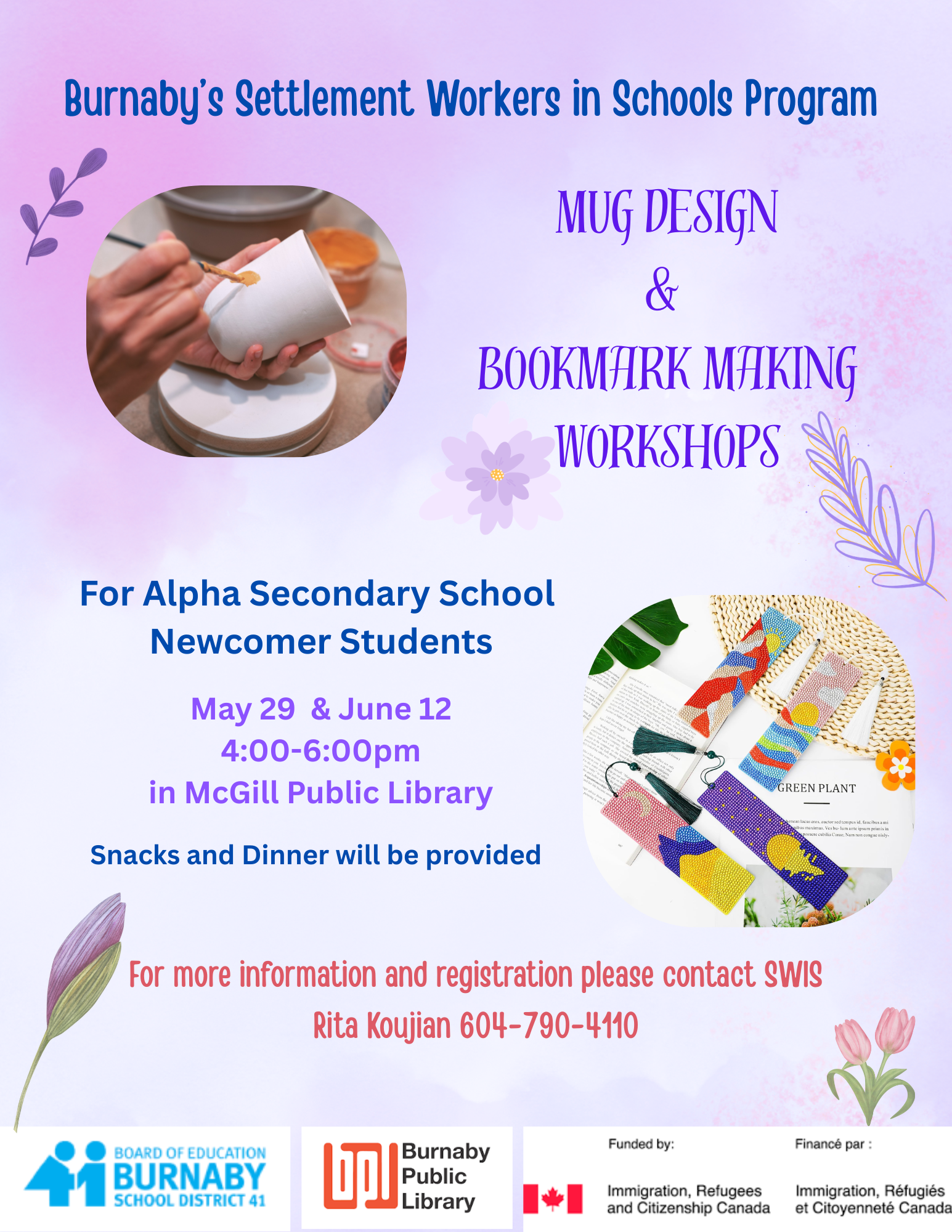 Mug Design and Bookmark making Workshop @Alpha @ McGill Public Library