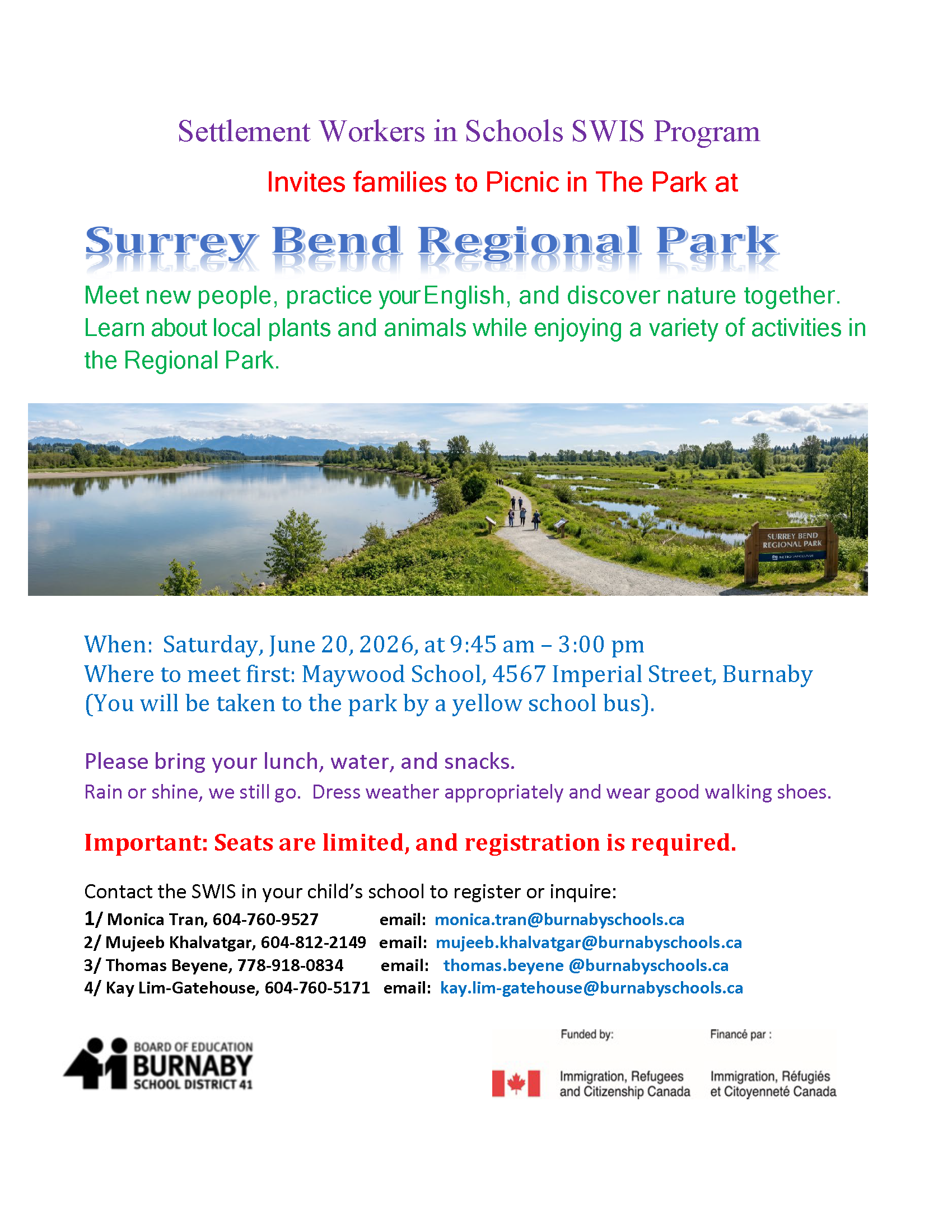 Field Trip to Surrey Bend Regional Park @ Surrey Bend Regional Park